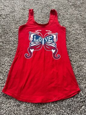 No Boundaries Bright Red Tank Top with Graphic Detail